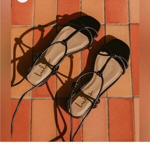 Lulu's Black and Tan Strappy Sandals